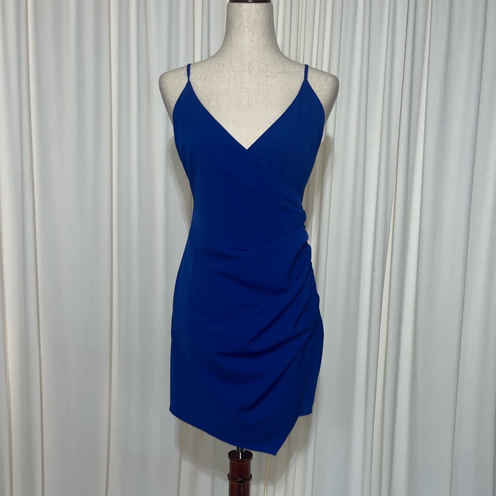 Lovers + Friends Yara Dress- Cobalt Mini Dress with Asymmetrical Hem Size S - Picture 5 of 8